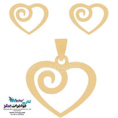 نیم ست طلا - آویز و گوشواره - طرح قلب اسپیرال