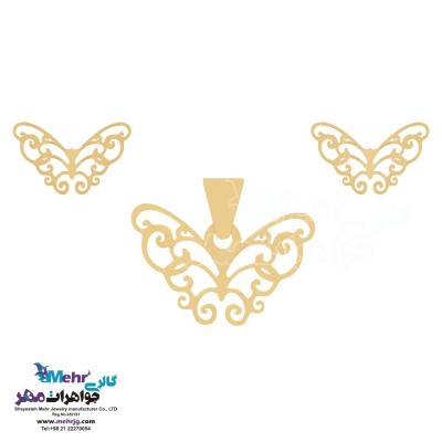 نیم ست طلا - آویز و گوشواره - طرح پروانه