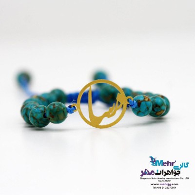 دستبند اسم طلا و سنگ - طرح درسا