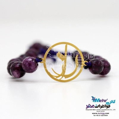 دستبند اسم طلا و سنگ - طرح راز