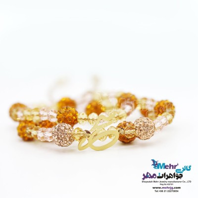 دستبند اسم طلا و مهره - طرح سحر