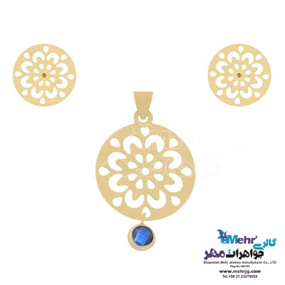 نیم ست طلا - آویز و گوشواره - طرح اسلیمی
