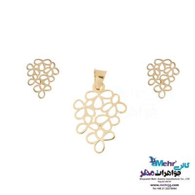 نیم ست طلا - آویز و گوشواره - طرح گل