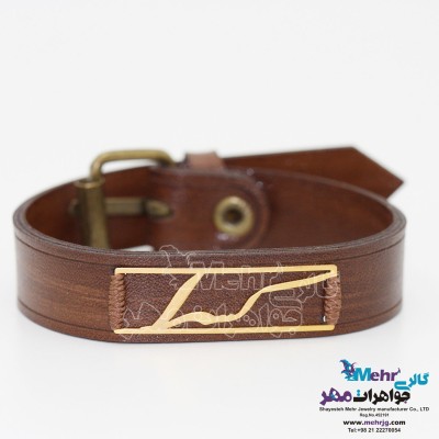 دستبند اسم طلا و چرم - طرح کسرا