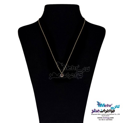 گردنبند طلا - طرح سنگ رنگی