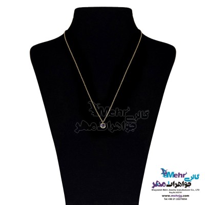 گردنبند طلا - طرح سنگ رنگی