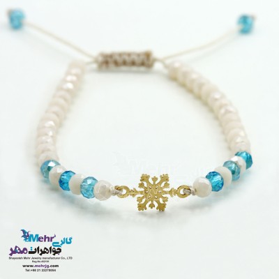 دستبند طلا و مهره - طرح برف