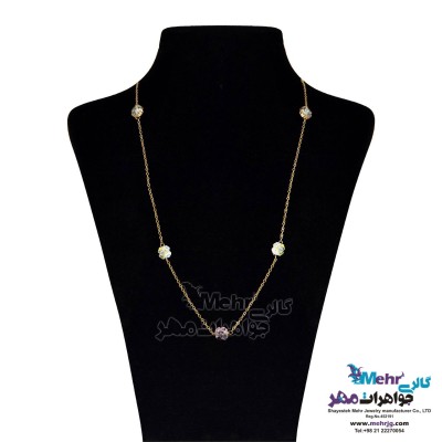 گردنبند رولباسی طلا - سنگ سواروسکی گل