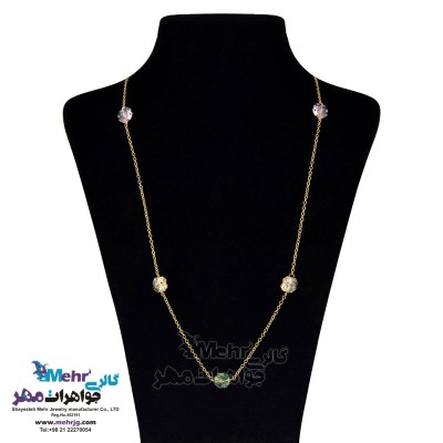 گردنبند رولباسی طلا - سنگ سواروسکی گل