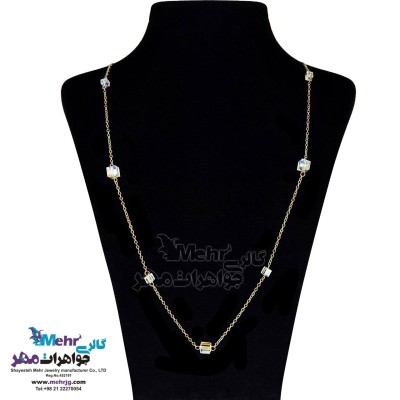 گردنبند رولباسی طلا - سنگ سواروسکی مکعب