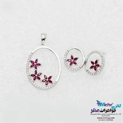 نیم ست طلا - آویز و گوشواره - طرح گل مارکیز