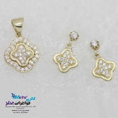 نیم ست طلا - آویز و گوشواره - طرح ون‌کلیف