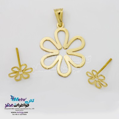 نیم ست طلا - آویز و گوشواره - طرح گل یاسمن