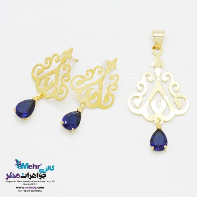نیم ست طلا - آویز و گوشواره - طرح اسلیمی