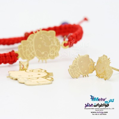 سرویس طلا - آویز و گوشواره و دستبند - طرح کیتی