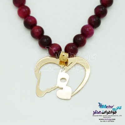 گردنبند اسم طلا و سنگ - طرح گلسا