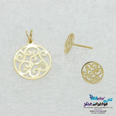 نیم ست طلا - آویز و گوشواره - طرح اسلیمی