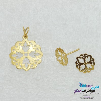 نیم ست طلا - آویز و گوشواره - طرح برگ