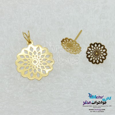 نیم ست طلا - آویز و گوشواره - طرح شمسه