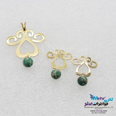 نیم ست طلا - آویز و گوشواره - طرح اسلیمی