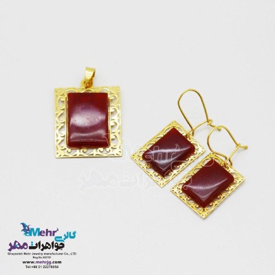 نیم ست طلا - آویز و گوشواره - طرح اسلیمی