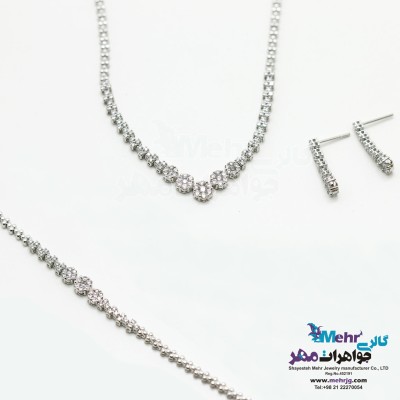 سرویس جواهر - گردنبند و گوشواره و دستبند - طرح فلاور