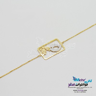 دستبند طلا - طرح پرنده و شاخه