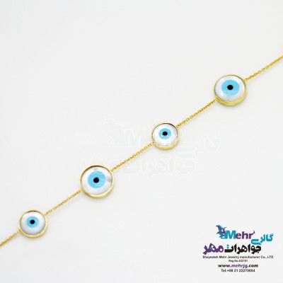 دستبند طلا و سنگ - طرح صدف چشم‌نظر
