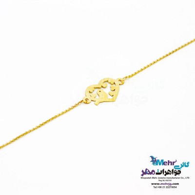 دستبند طلا - طرح پرنده‌ی عاشق