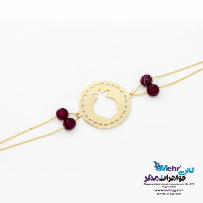دستبند طلا و سنگ - طرح انار