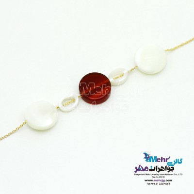 دستبند طلا و سنگ - طرح صدف