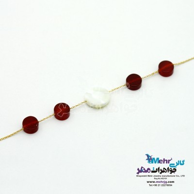دستبند طلا و سنگ - طرح صدف