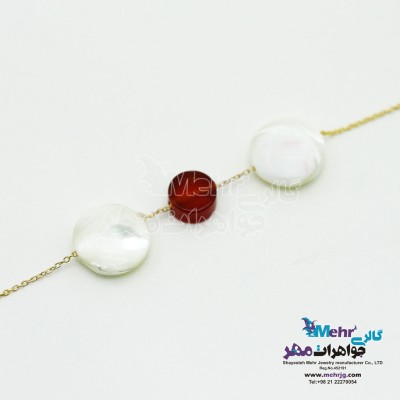 دستبند طلا و سنگ - طرح صدف