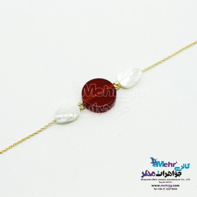 دستبند طلا و سنگ - طرح گوی تراش