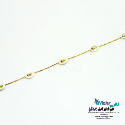دستبند طلا و سنگ - طرح گوی تراش
