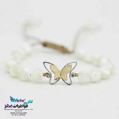 دستبند طلا و سنگ - طرح پروانه