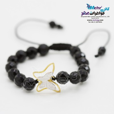 دستبند طلا و سنگ - طرح پروانه