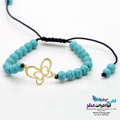 دستبند طلا و سنگ - طرح پروانه