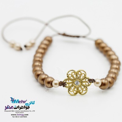 دستبند طلا و سنگ - طرح گل