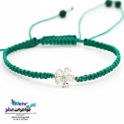 دستبند طلا و بافت - طرح گل بولگاری