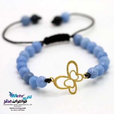 دستبند طلا و سنگ - طرح پروانه