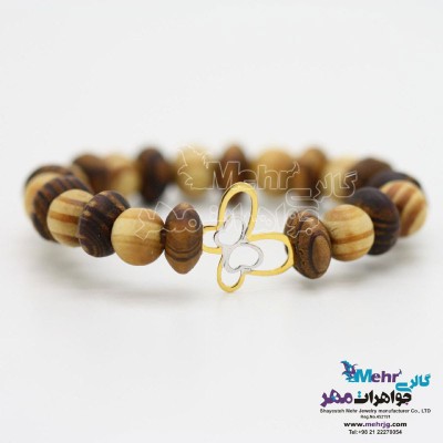 دستبند طلا و مهره - طرح پروانه