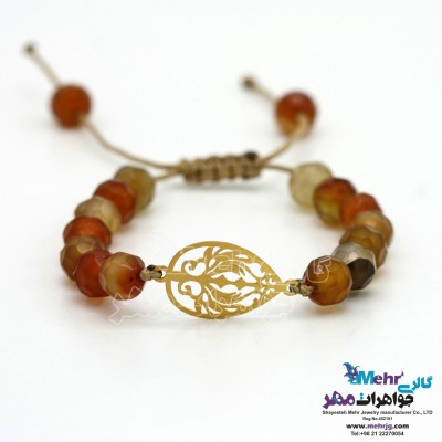 دستبند طلا و سنگ - طرح طاووس