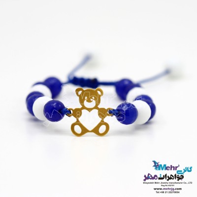 دستبند طلا و سنگ - طرح خرس مهربان