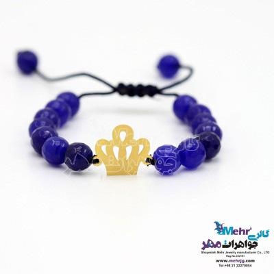 دستبند طلا و سنگ - طرح تاج