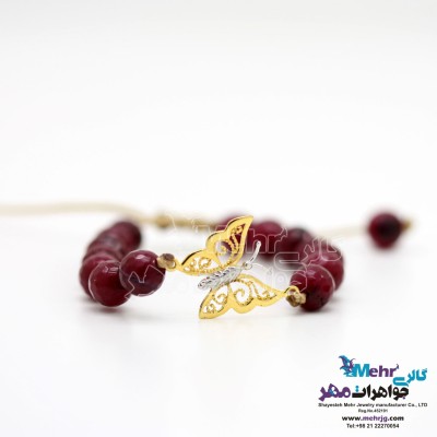 دستبند طلا و سنگ - طرح پروانه