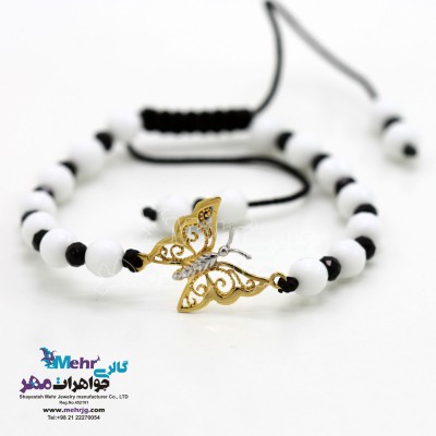 دستبند طلا و مهره - طرح پروانه
