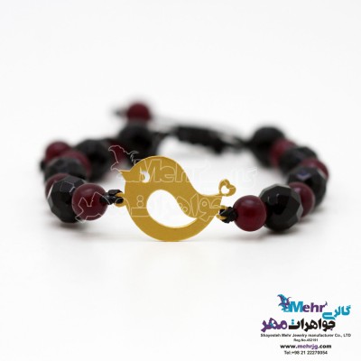 دستبند طلا و سنگ - طرح جوجه