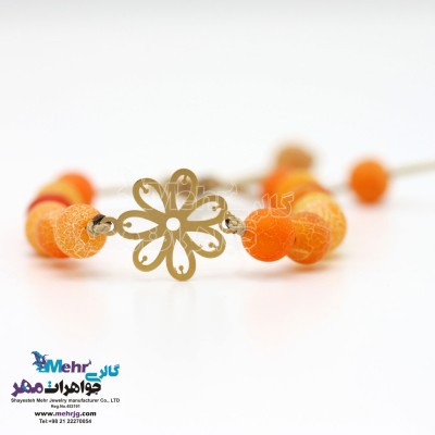 دستبند طلا و سنگ - طرح گل