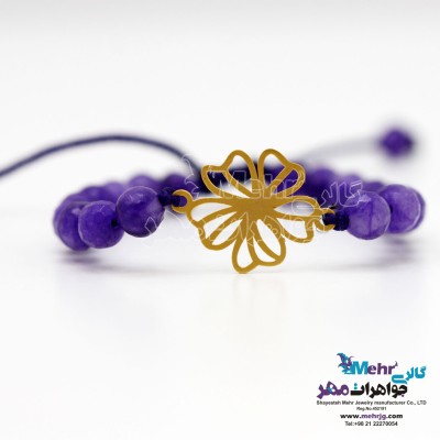 دستبند طلا و سنگ - طرح گل